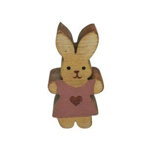 Vintage 1988 Pat Kudron Miniature Bunny Shelf Sitter – White & Pink with Heart